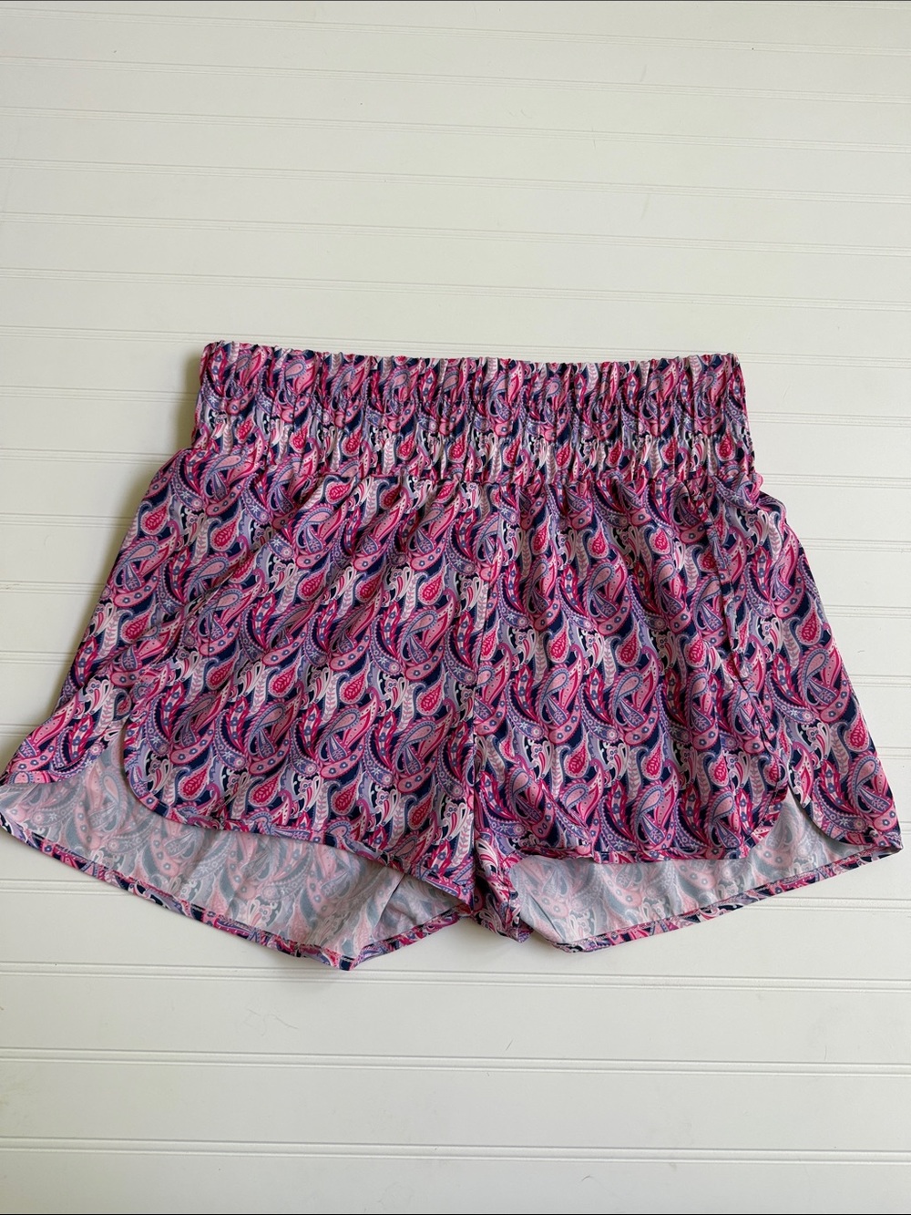 (340)Simply Southern Pink & Purple Paisley Athletic Shorts